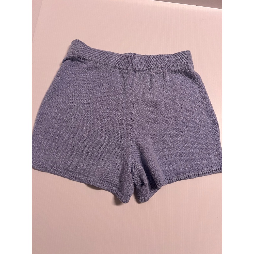 Free People Beach Knit Shorts Periwinkle Blue Lavender Textured Lounge Size M - Picture 4 of 4